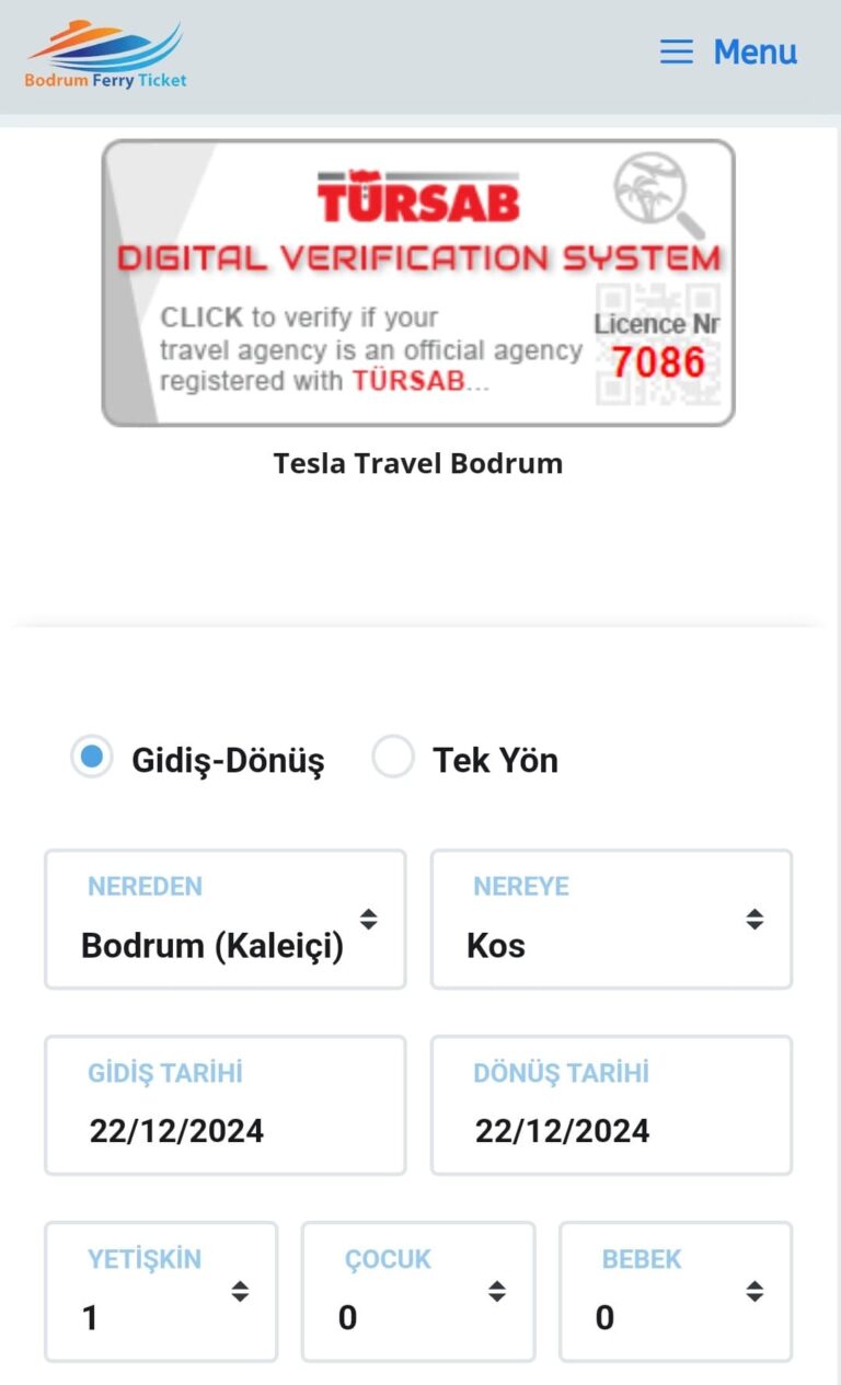Kos to Bodrum Ferry Price