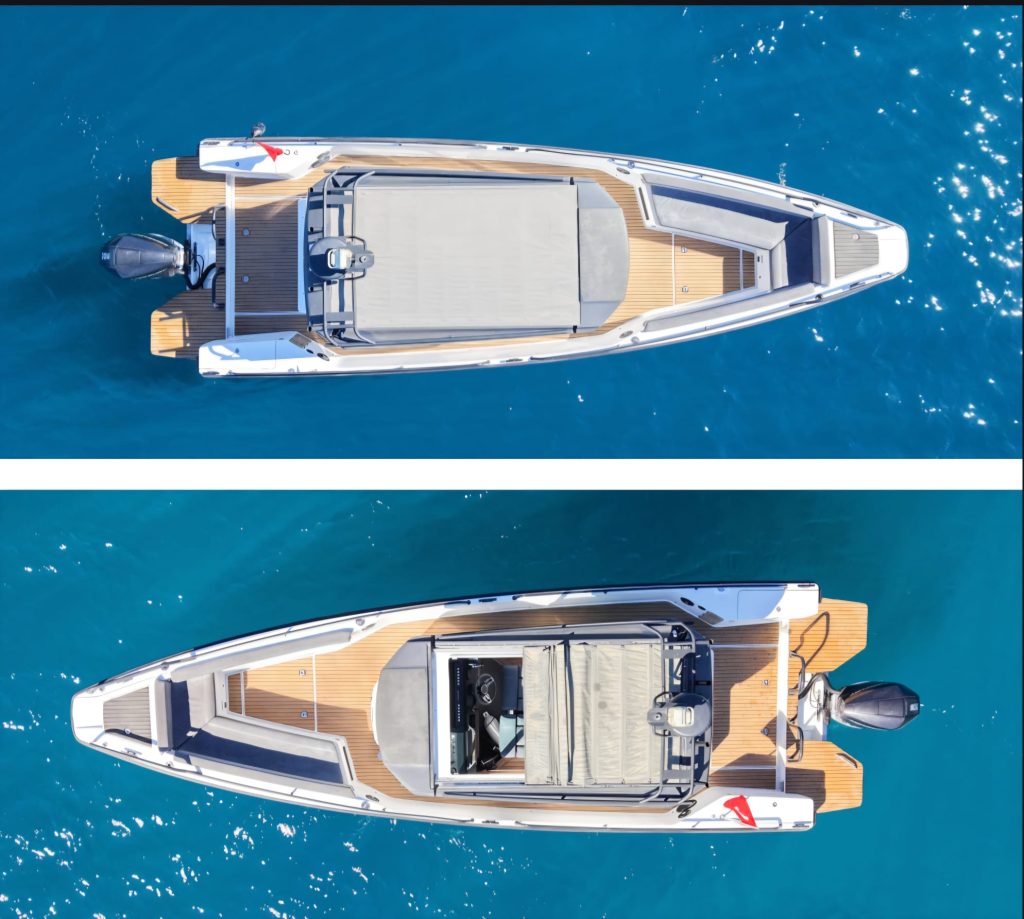 Tesla Travel Axopar 28 Bodrum luxury private speed boat transfer cruising on the turquoise Aegean Sea with VIP Greece island transportation and premium sea taxi service. Tesla Travel Axopar 28 Bodrum