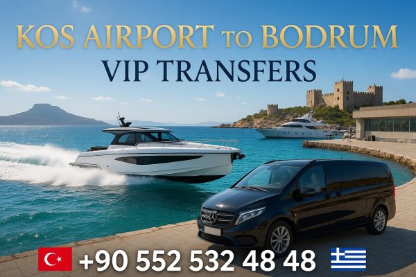 Kos Airport'tan Bodrum'a VIP Transferler. Kos Havalimanı'ndan özel karşılama, lüks VIP araç transferi, hızlı sürat teknesi veya premium feribot geçişi ve Bodrum'da özel şoförlü ulaşım hizmeti.