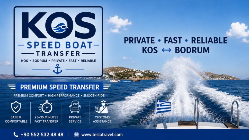 Kos Bodrum Luxury Speed Boats – Private luxury speed boat transfer between Kos Island and Bodrum with VIP seating, professional crew, crystal-clear Aegean waters, and a fast, comfortable crossing.